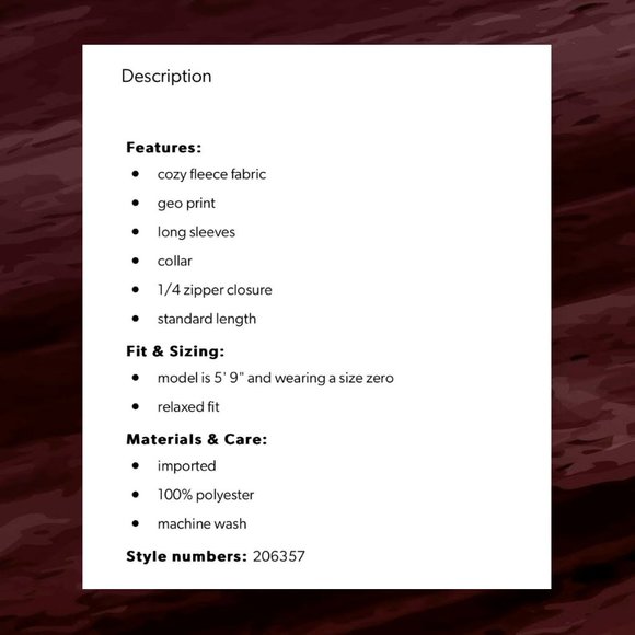 Maurice's Plus Size Geo Print 1/4 Zip Fleece Sweatshirt 0X - Picture 6 of 10